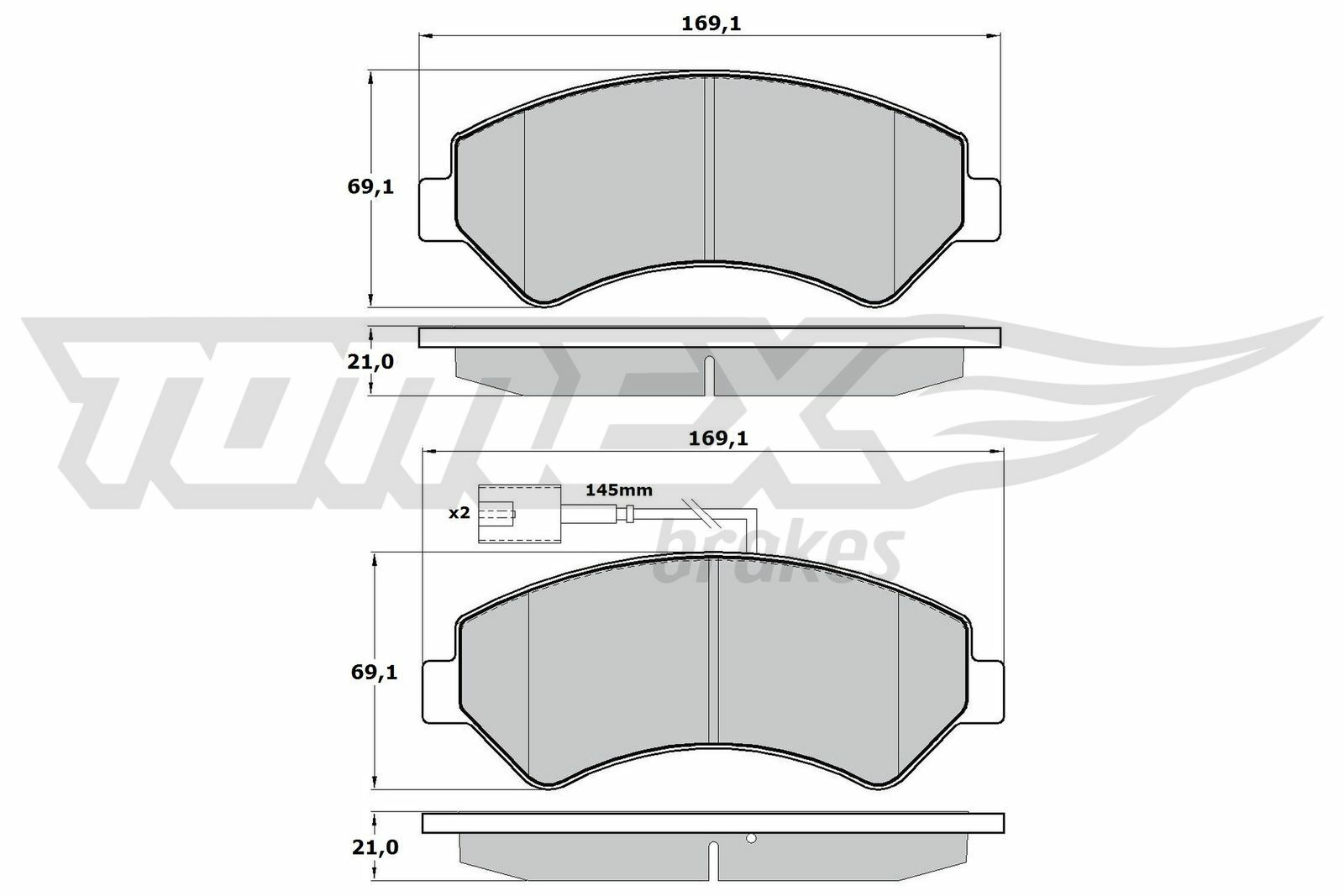 Sada brzdových destiček, kotoučová brzda TOMEX Brakes